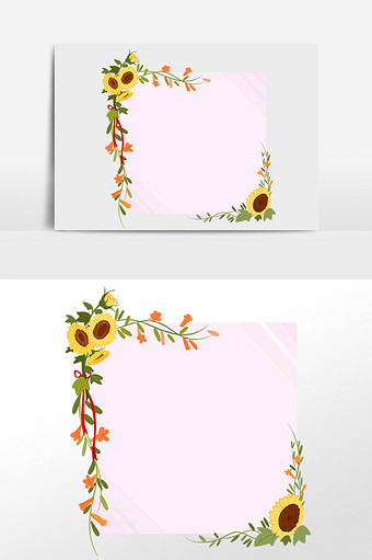 手绘植物花叶婚礼边框插画图片下载