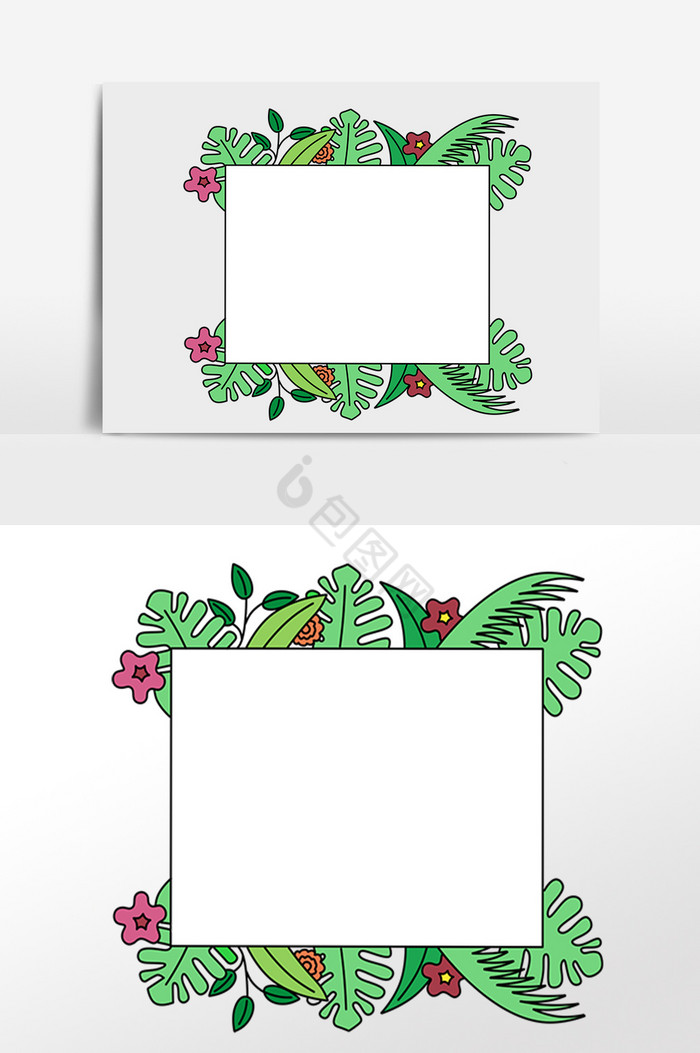 植物叶子边框插画图片