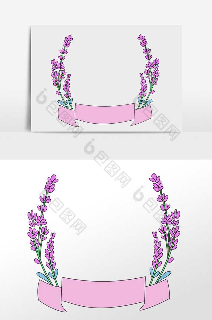 植物彩带装饰边框插画图片图片