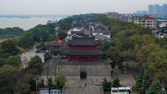 湖南岳阳巴陵广场汴河街航拍