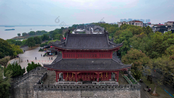 湖南岳阳巴陵广场汴河街航拍