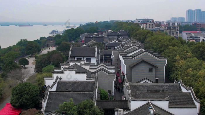 湖南岳阳巴陵广场汴河街航拍