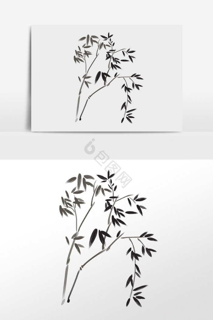 水墨植物竹子树插画图片