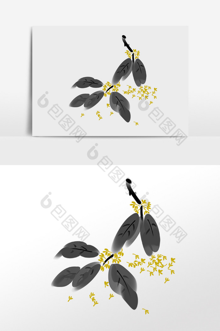 水墨植物叶枝装饰插画图片图片