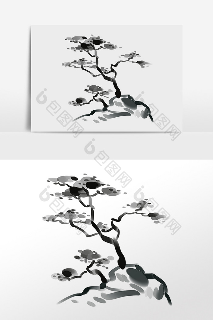 水墨植物树插画图片图片