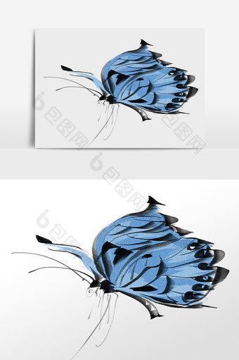 手绘飞翔的蝴蝶昆虫插画图片