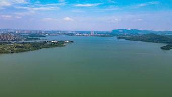 湖南岳阳洞庭湖南湖风景区航拍