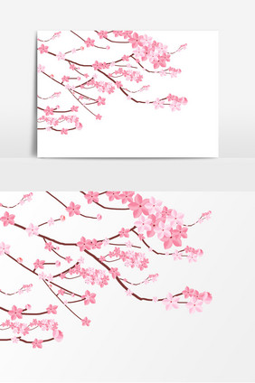 手绘春季粉色桃花盛开樱花节元素