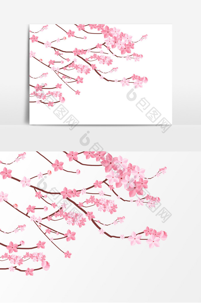 手绘春季粉色桃花盛开樱花节元素