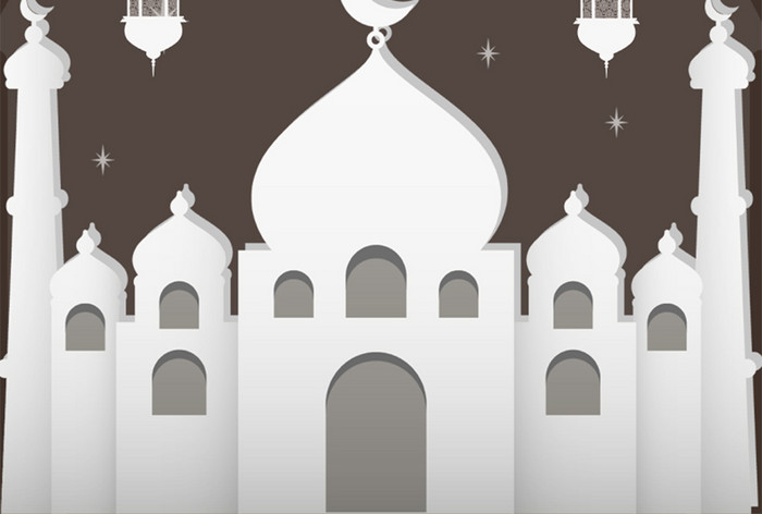 创意插画风格的穆斯林斋月海报