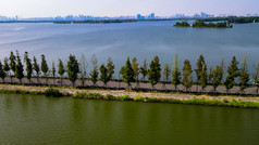 湖中唯美步道武汉东湖景区航拍