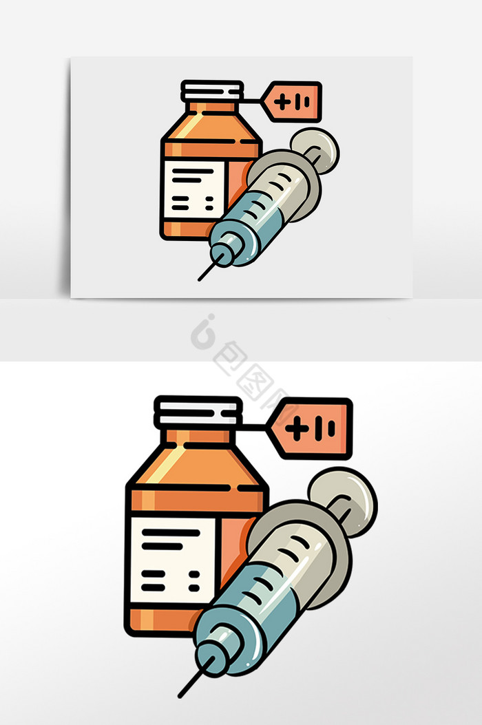 医学医药瓶针管插画图片