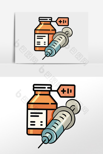 手绘医学医药瓶针管插画图片