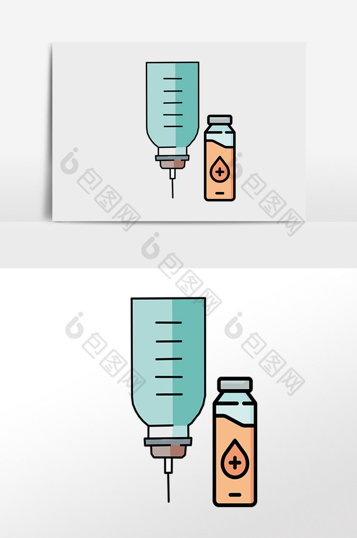 手绘医学医疗针管药瓶插画