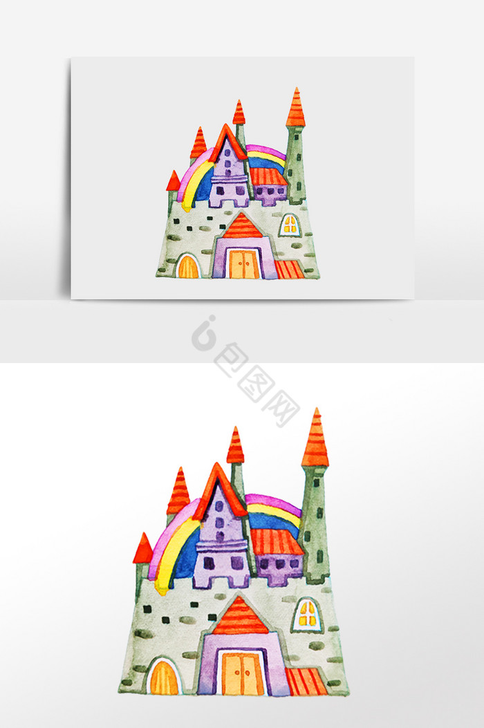 彩色城堡游乐场插画图片