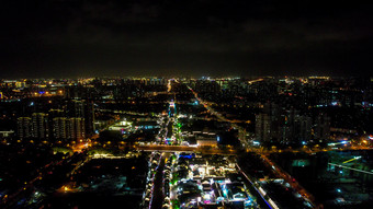 江苏无锡城市夜景灯光航拍