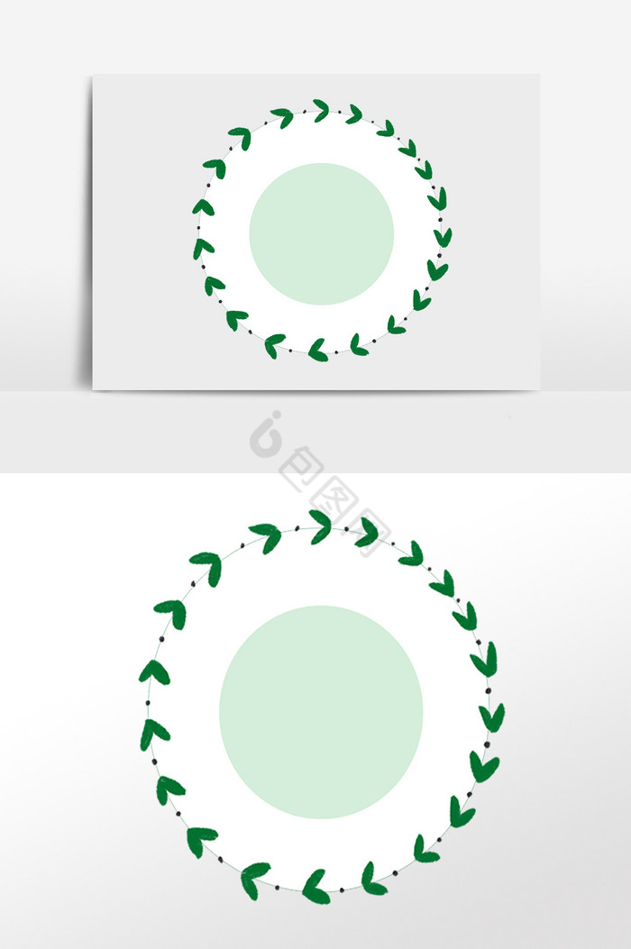 绿叶装饰圆环边框插画图片