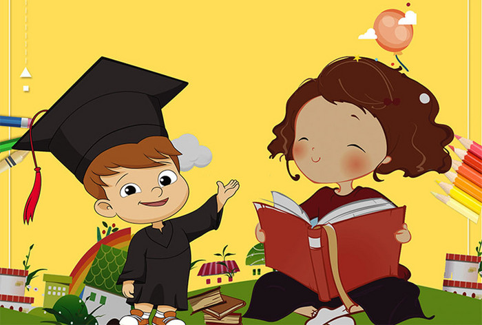 黄色卡通儿童阅读毕业季海报