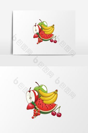 手绘卡通水果西瓜香蕉美食通用元素图片
