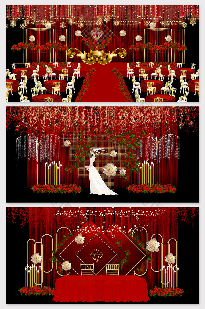 红色奢华复古欧式婚礼