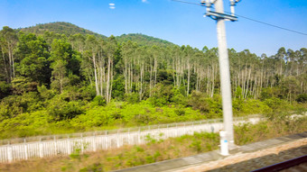 旅途火车高铁窗外风景风光