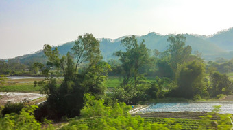 旅途火车高铁窗外风景风光