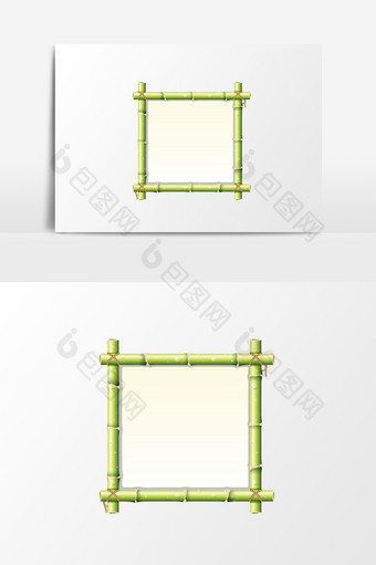 卡通绿色简约竹子装饰对话框展板元素图片