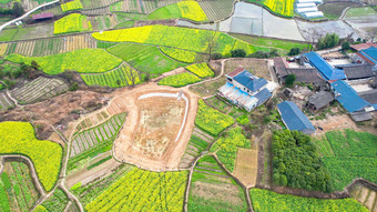 美丽乡村田园农业种植油菜花航拍