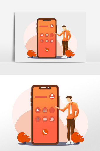 橙色扁平手机通话商务办公图片