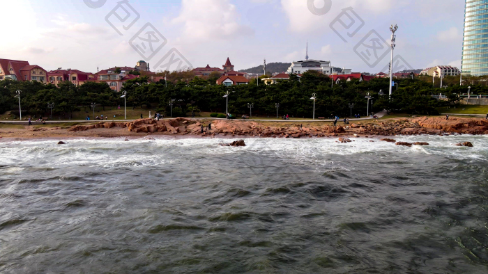 青岛沿海城市海边风光航拍图片-包图网企业站