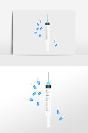 手绘公共医疗药品打针插画