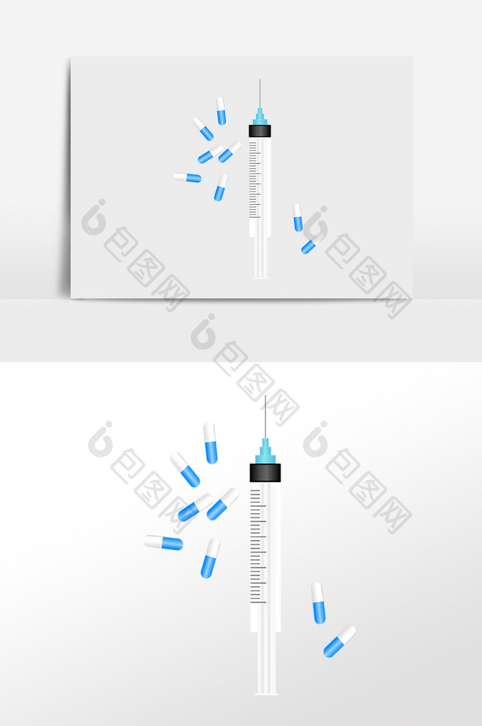 手绘公共医疗药品打针插画