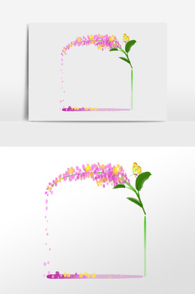 植物花朵蝴蝶边框插画