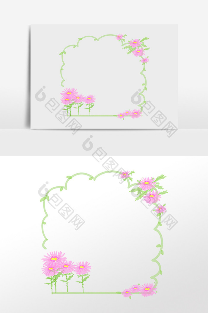 手绘植物花朵花边边框插画 Psd素材 包图网