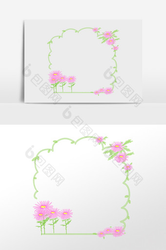 手绘植物花朵花边边框插画图片
