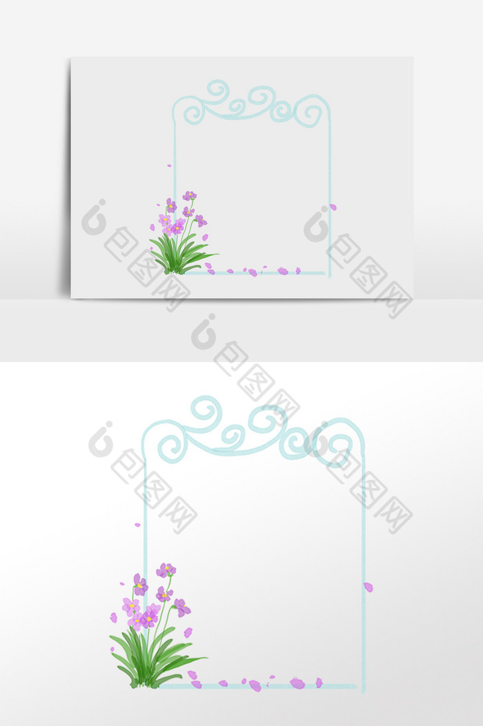 手绘植物小花花朵边框插画