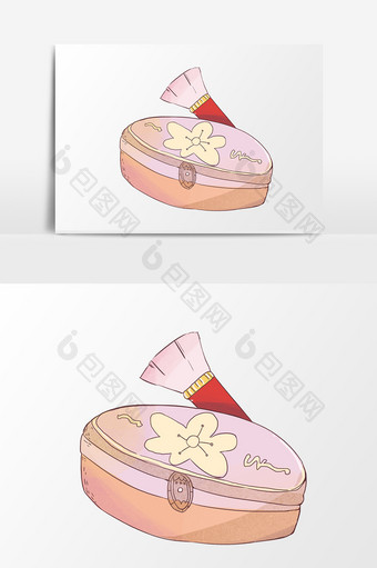 手绘卡通小清新粉色粉饼盒小元素图片