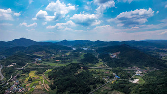 山川丘陵农乡村田园航拍