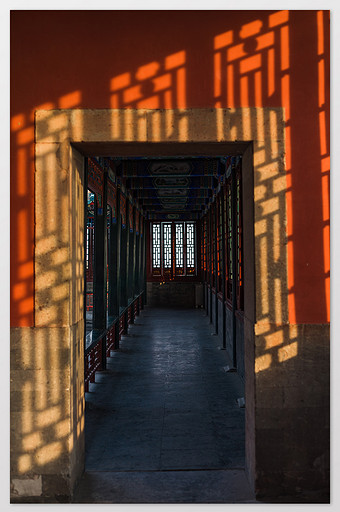 古建筑红墙光影摄影图图片下载