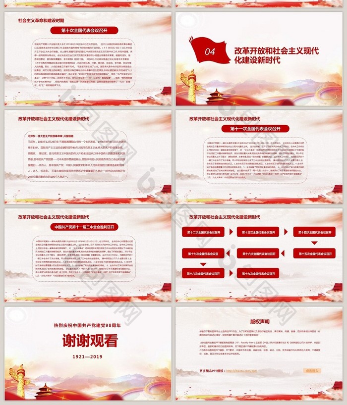 共产党建党98年光辉的历程党课PPT模板