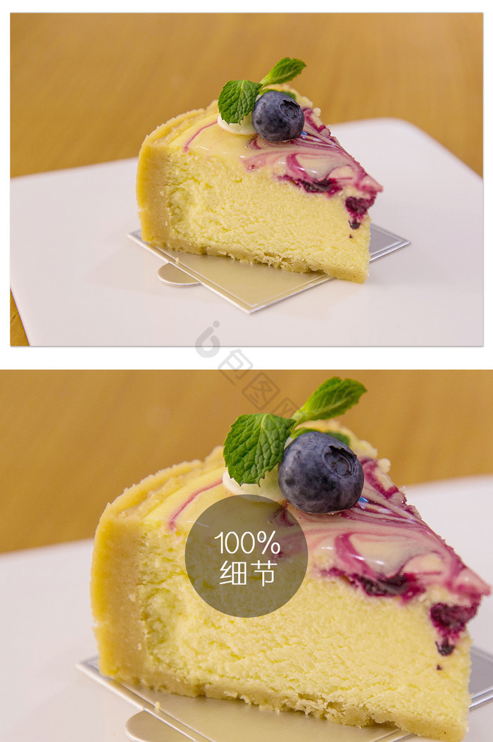 清新蓝莓蛋糕特写图片