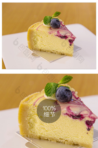 清新蓝莓蛋糕特写图片