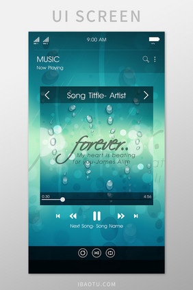 清新音乐播放手机移动UI矢量素材