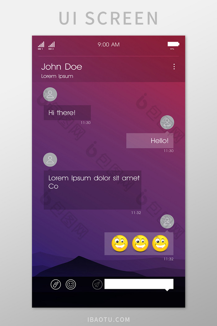社交聊天移动UI矢量素材图片图片