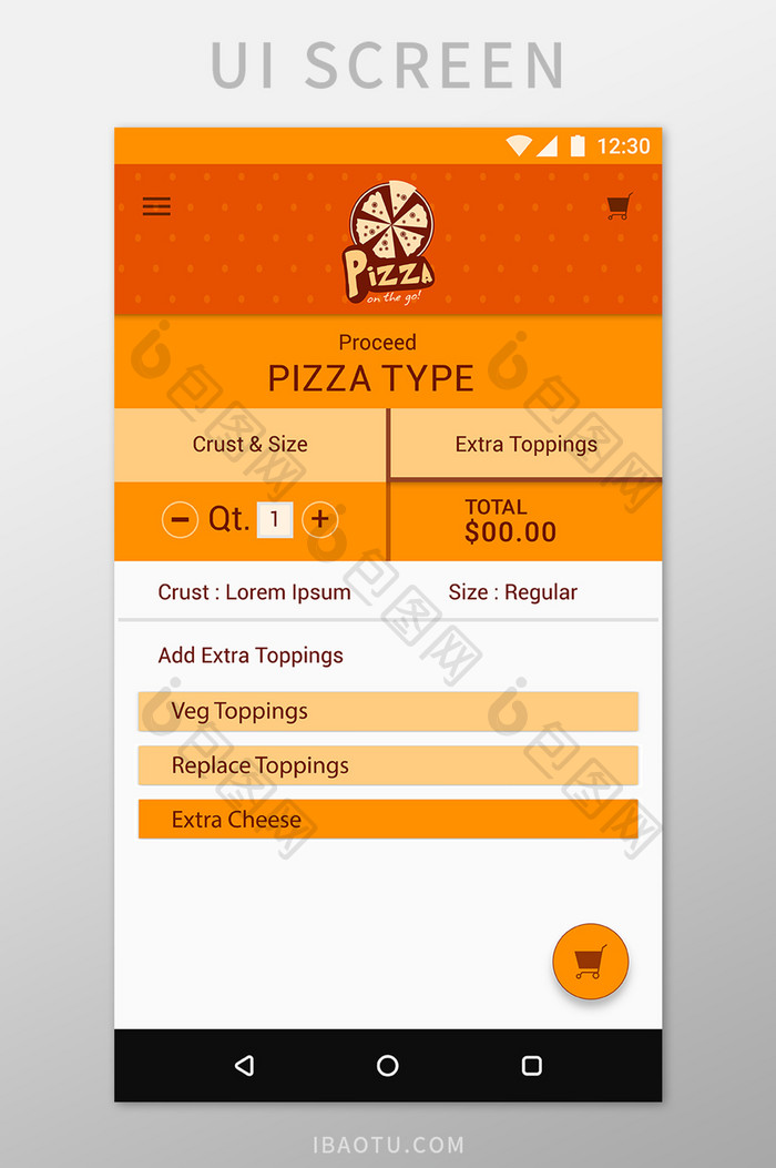 商务披萨资料界面矢量素材