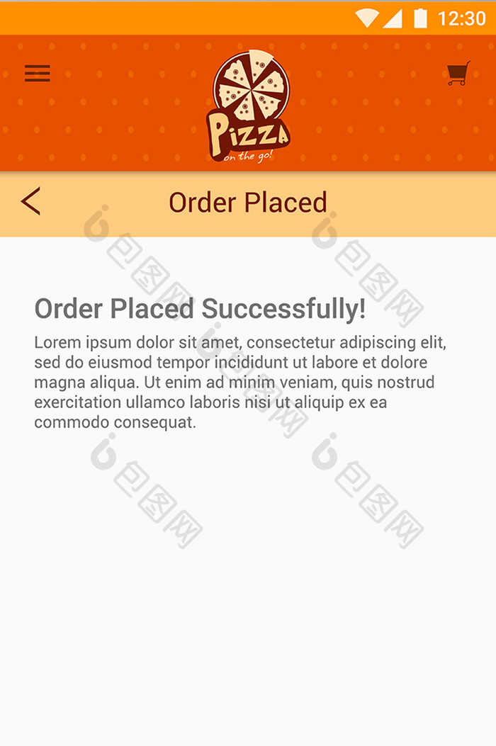 商务披萨菜单订餐成功界面矢量素材