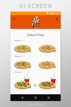 商务披萨种类订餐界面矢量素材
