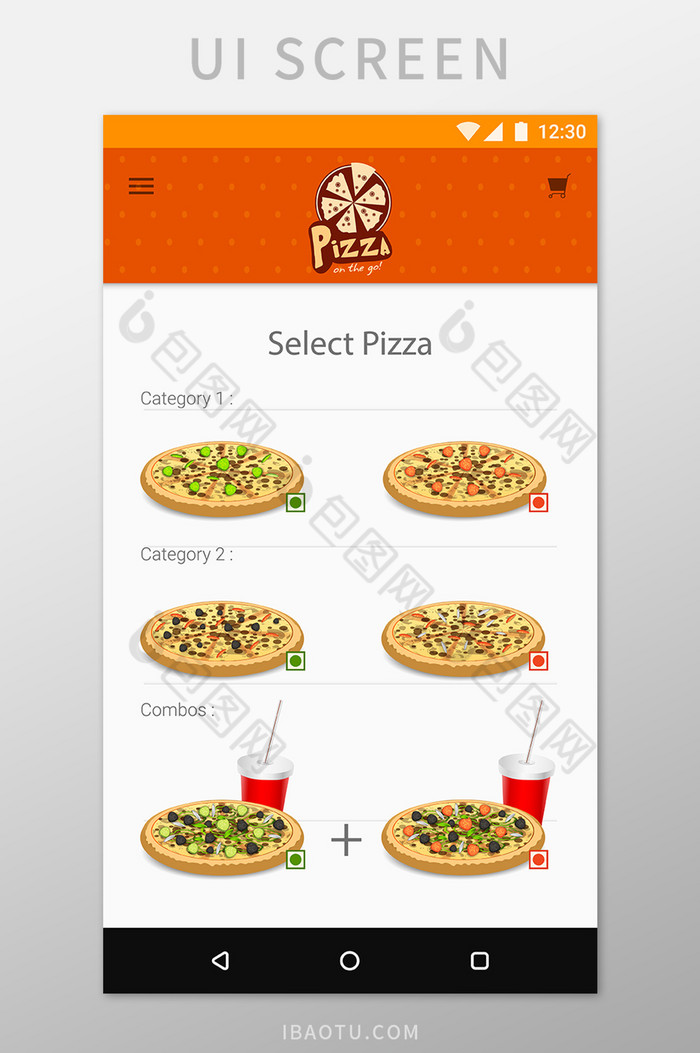 商务披萨种类订餐界面矢量素材图片图片