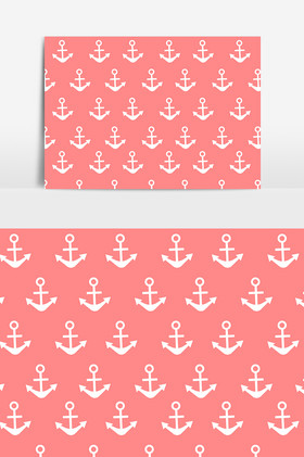 粉色船锚底纹元素