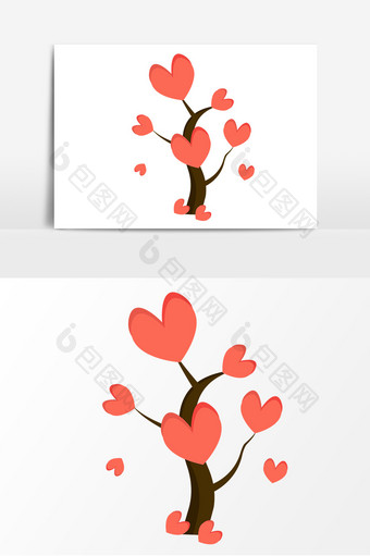 手绘爱情树元素设计图片